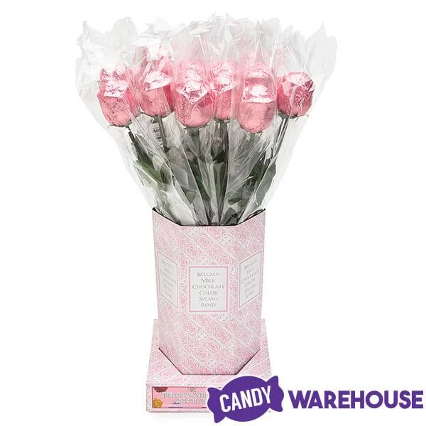 Albert's Foiled Milk Chocolate Roses - Pink: 20-Piece Bouquet 6 Albert's Foiled Milk Chocolate Roses - Pink: 20-Piece Bouquet - Image 4