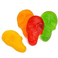 Assorted Colors Gummy Skulls: 5LB Bag