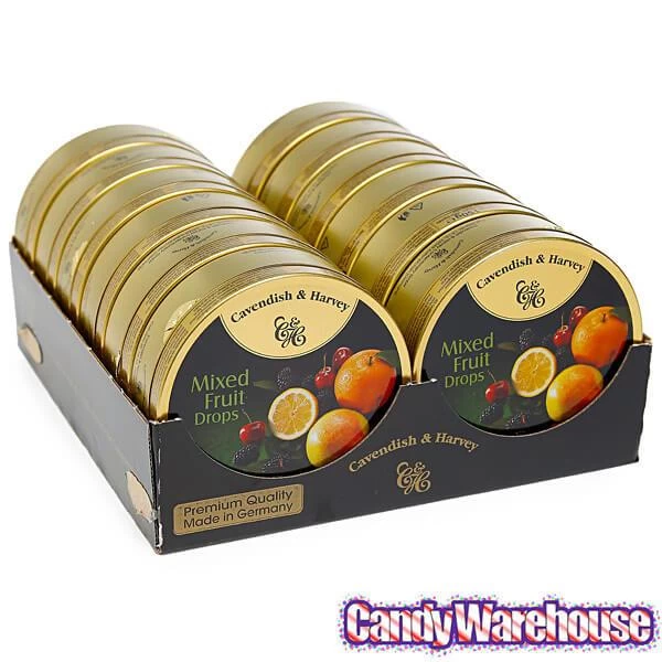 Cavendish & Harvey Hard Candy Drops Tins - Mixed Fruit: 12-Piece Box 4 Cavendish & Harvey Hard Candy Drops Tins - Mixed Fruit: 12-Piece Box - Image 2