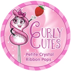 CurlyCutes Petite Crystal Ribbon Pops - Pink Strawberry: 20-Piece Jar -Candy Store curlycutes petite crystal ribbon pops pink strawberry 20 piece jar candy warehouse 3