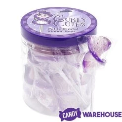 CurlyCutes Petite Crystal Ribbon Pops - Purple Grape: 20-Piece Jar -Candy Store curlycutes petite crystal ribbon pops purple grape 20 piece jar candy warehouse 5