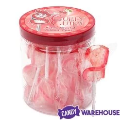 CurlyCutes Petite Crystal Ribbon Pops - Red Cherry: 20-Piece Jar -Candy Store curlycutes petite crystal ribbon pops red cherry 20 piece jar candy warehouse 4