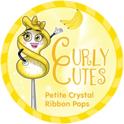 CurlyCutes Petite Crystal Ribbon Pops - Yellow Banana: 20-Piece Jar -Candy Store curlycutes petite crystal ribbon pops yellow banana 20 piece jar candy warehouse 4