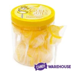 CurlyCutes Petite Crystal Ribbon Pops - Yellow Banana: 20-Piece Jar -Candy Store curlycutes petite crystal ribbon pops yellow banana 20 piece jar candy warehouse 5