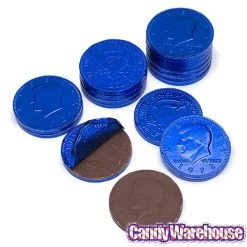 Dark Blue Foiled Milk Chocolate Coins: 1LB Bag -Candy Store dark blue foiled milk chocolate coins 1lb bag candy warehouse 3