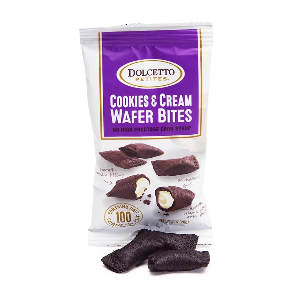 Dolcetto Cookies & Cream-Filled Wafer Bites Packs: 24-Piece Display 3 Dolcetto Cookies & Cream-Filled Wafer Bites Packs: 24-Piece Display