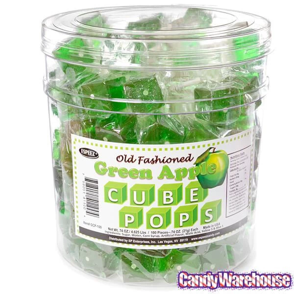 Espeez Cube Pops - Green Apple: 100-Piece Tub 4 Espeez Cube Pops - Green Apple: 100-Piece Tub - Image 2
