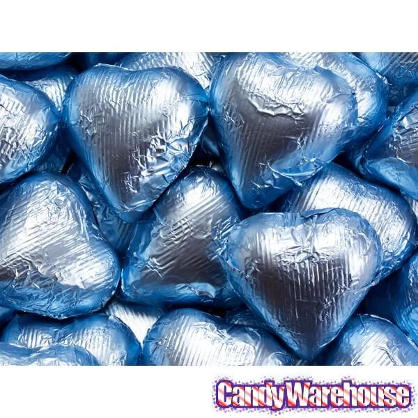 Foiled Milk Chocolate Hearts - Light Blue: 2LB Bag 4 Foiled Milk Chocolate Hearts - Light Blue: 2LB Bag - Image 2
