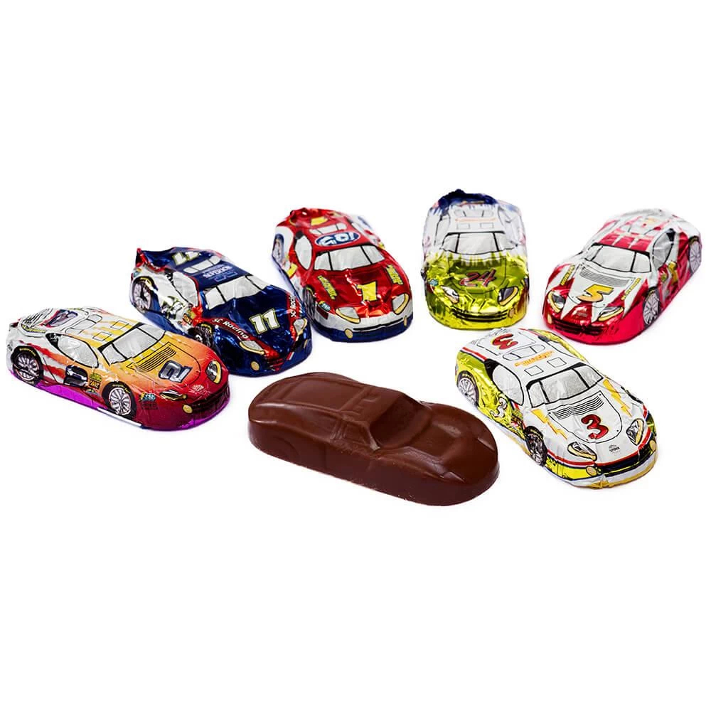 Foiled Milk Chocolate Race Cars: 36-Piece Display 3 Foiled Milk Chocolate Race Cars: 36-Piece Display
