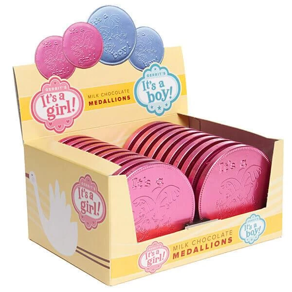 Fort Knox It's A Girl Foiled Milk Chocolate 4-Inch Medallions: 20-Piece Box 3 Fort Knox It's A Girl Foiled Milk Chocolate 4-Inch Medallions: 20-Piece Box