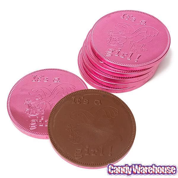Fort Knox It's A Girl Foiled Milk Chocolate 4-Inch Medallions: 20-Piece Box 5 Fort Knox It's A Girl Foiled Milk Chocolate 4-Inch Medallions: 20-Piece Box - Image 3