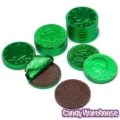 Green Foiled Milk Chocolate Coins: 1LB Bag -Candy Store green foiled milk chocolate coins 1lb bag candy warehouse 3