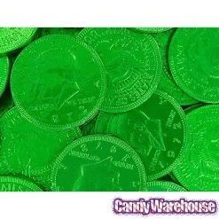 Green Foiled Milk Chocolate Coins: 1LB Bag -Candy Store green foiled milk chocolate coins 1lb bag candy warehouse 4