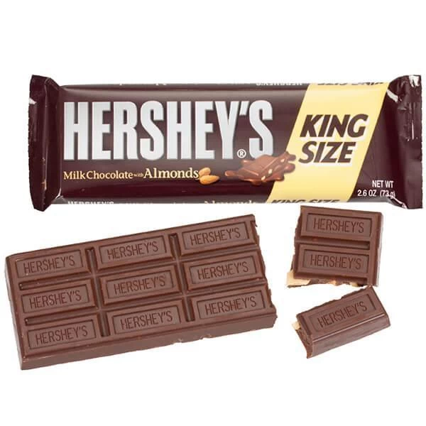 Hershey's Milk Chocolate With Almonds King Size Candy Bars: 18-Piece Box 3 Hershey's Milk Chocolate With Almonds King Size Candy Bars: 18-Piece Box