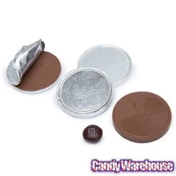 Madelaine Silver Foiled Milk Chocolate Coins - Blank: 5LB Bag -Candy Store madelaine silver foiled milk chocolate coins blank 5lb bag candy warehouse 4