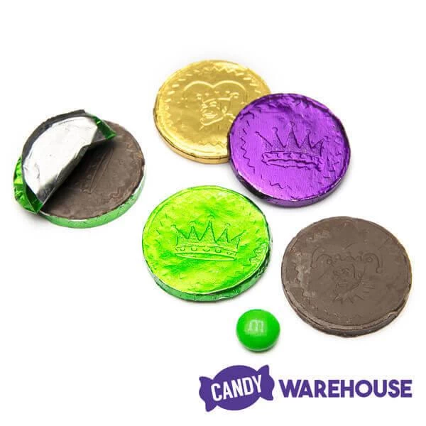 Mardi Gras Chocolate Coins Candy: 60-Piece Bag 4 Mardi Gras Chocolate Coins Candy: 60-Piece Bag - Image 2