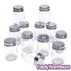 Mini Glass Favor Jars - 2.75-Ounce Mason Jar With Silver Top: 12-Piece Set -Candy Store mini glass favor jars 2 75 ounce mason jar with silver top 12 piece set candy warehouse 5