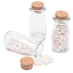 Mini Glass Favor Jars - 3-Ounce Milk Bottle With Cork Stopper: 12-Piece Set