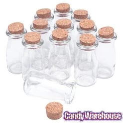 Mini Glass Favor Jars - 3-Ounce Milk Bottle With Cork Stopper: 12-Piece Set -Candy Store mini glass favor jars 3 ounce milk bottle with cork stopper 12 piece set candy warehouse 4
