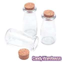 Mini Glass Favor Jars - 3-Ounce Milk Bottle With Cork Stopper: 12-Piece Set -Candy Store mini glass favor jars 3 ounce milk bottle with cork stopper 12 piece set candy warehouse 5