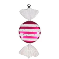 Pink And White Stripe Candy Ornament - 13 Inch
