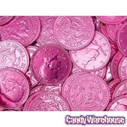 Pink Foiled Milk Chocolate Coins: 1LB Bag -Candy Store pink foiled milk chocolate coins 1lb bag candy warehouse 3