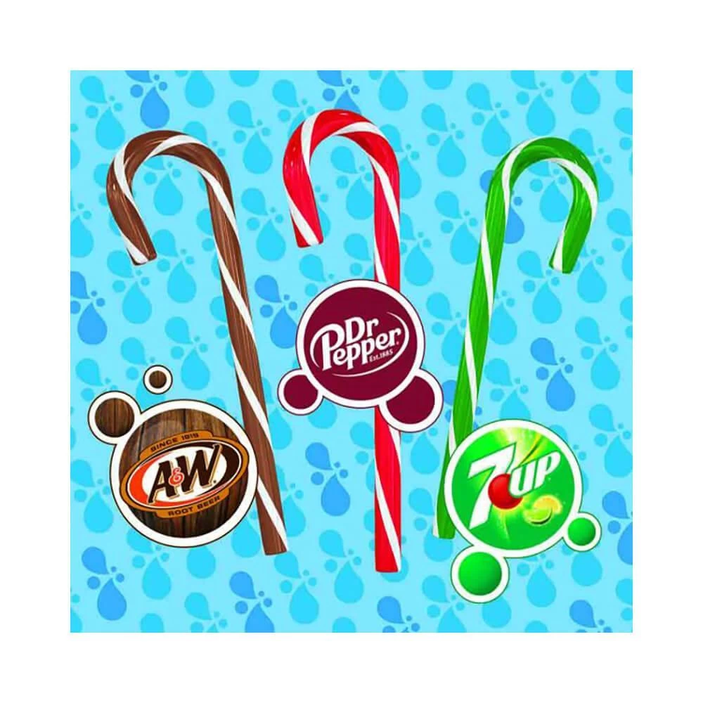 Soda Pop Candy Canes - Dr. Pepper, 7-Up, And A&W: 12-Piece Box 4 Soda Pop Candy Canes - Dr. Pepper, 7-Up, And A&W: 12-Piece Box - Image 2