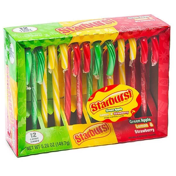 Starburst Candy Canes: 12-Piece Box 3 Starburst Candy Canes: 12-Piece Box