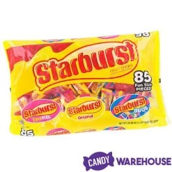 Starburst Fruit Chews Candy Fun Size Packs - Assorted: 85-Piece Bag -Candy Store starburst fruit chews candy fun size packs assorted 85 piece bag candy warehouse 3
