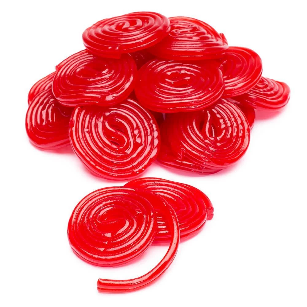 Strawberry Red Licorice Wheels: 2KG Bag 3 Strawberry Red Licorice Wheels: 2KG Bag
