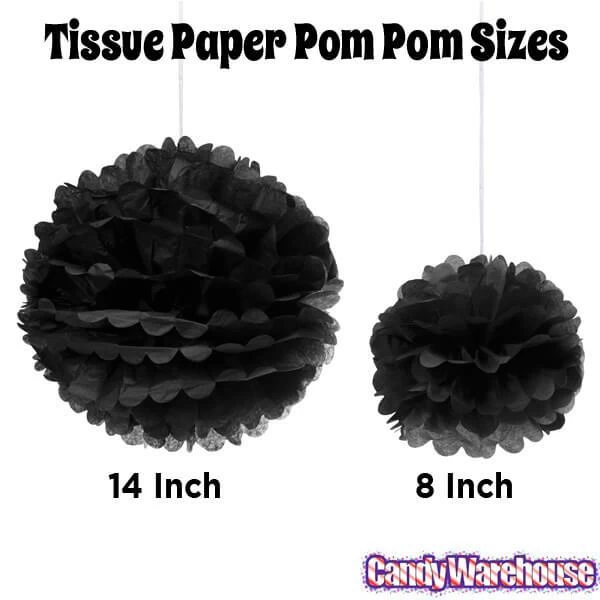 Tissue Paper 14-Inch Pom Pom - Black 5 Tissue Paper 14-Inch Pom Pom - Black - Image 3