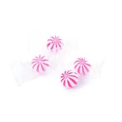 YumJunkie Sassy Spheres Strawberry Pink Striped Candy Balls - Petite: 5LB Bag -Candy Store yumjunkie sassy spheres strawberry pink striped candy balls petite 5lb bag candy warehouse 3